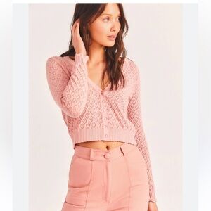 LoveShackFancy Janie Cropped Cardigan - Wild Berry